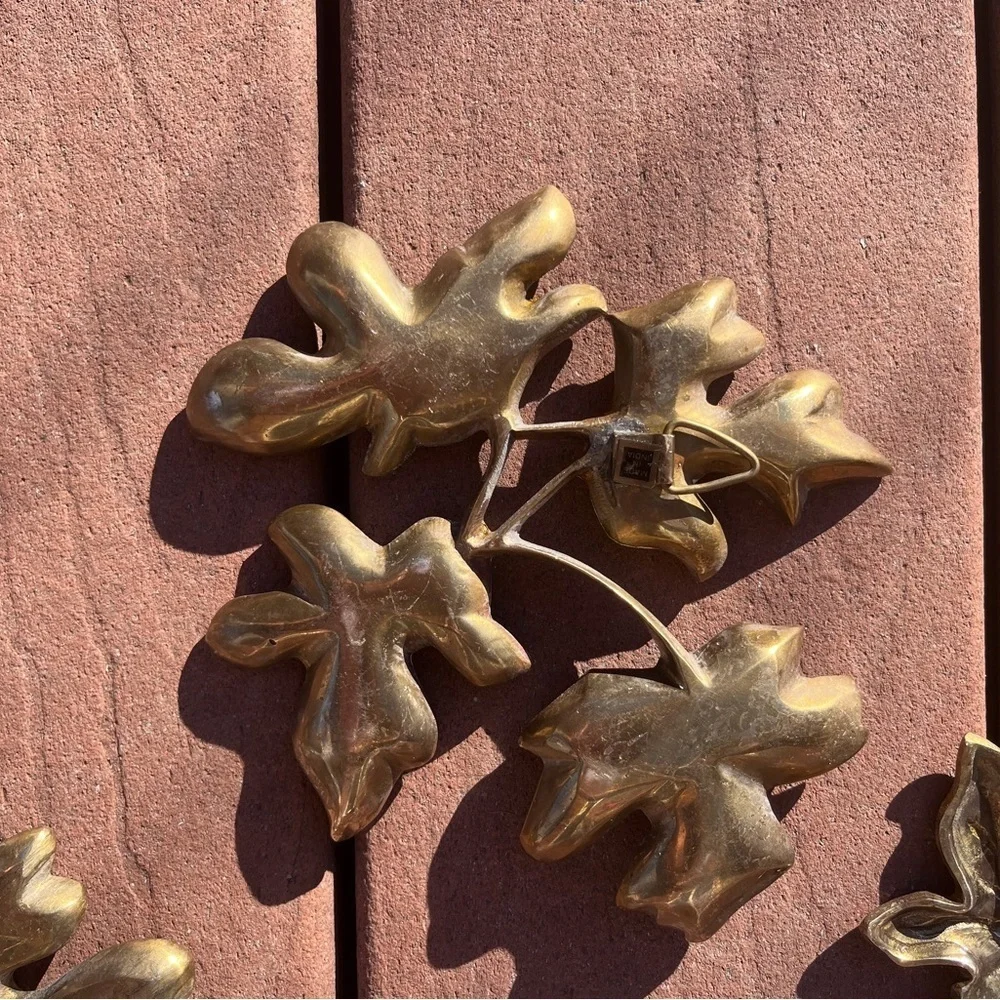 Vintage Brass Leaf Wall Plaques, 1970's Mid Century Brass Leaves, Set of 3